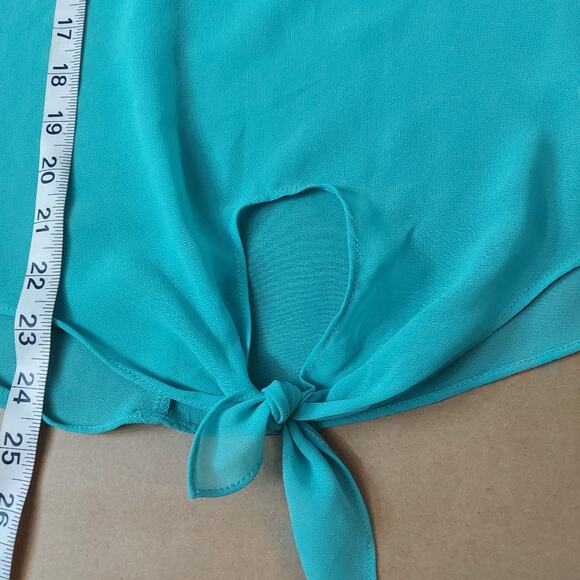 Umgee Split Sleeve Crochet Cold Shoulder Teal/White L Boho Concert Festival - Picture 11 of 13